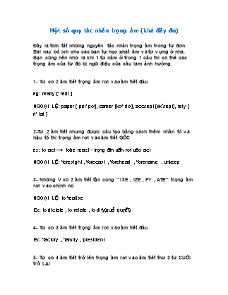 Một số quy tắc nhấn trọng âm trong tiếng Anh