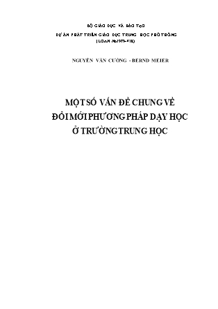 Một số vấn đề chung về đổi mới phương pháp dạy học ở trường trung học
