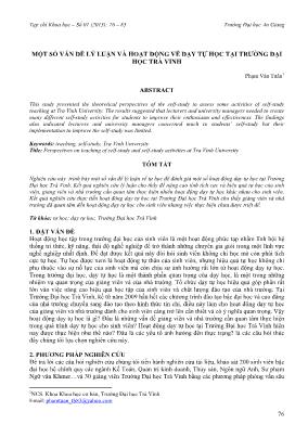 Một số vấn đề lý luận và hoạt động về dạy tự học tại trường Đại học Trà Vinh