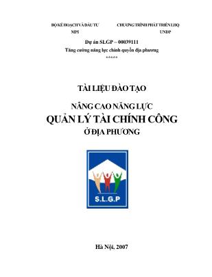 Nâng cao năng lực quản lý tài chính công ở địa phương