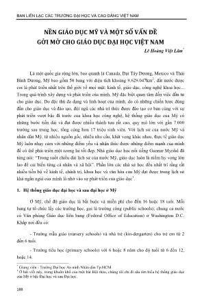 Nền giáo dục Mỹ và một số vấn đề gởi mở cho giáo dục đại học Việt Nam