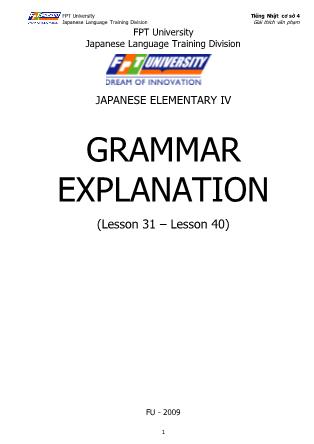 Ngữ pháp Mina no Nihongo - Bài 31 đến 40