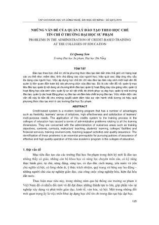 Những vấn đề của quản lý đào tạo theo học chế tín chỉ ở trường Đại học Sư phạm