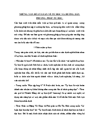 Những vấn đề lý luận về tự học và hướng dẫn phương pháp tự học