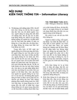 Nội dung kiến thức thông tin – Information Literacy