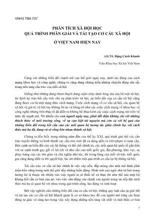Phân tích xã hội học quá trình phân giải và tái tạo cơ cấu xã hội ở Việt Nam hiện nay