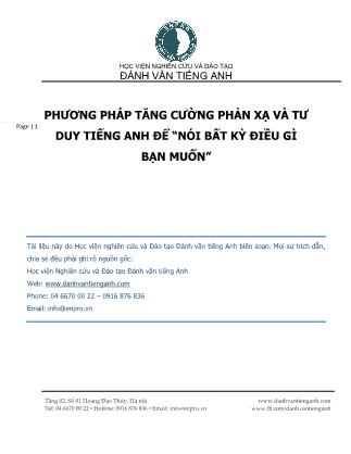 Phương pháp tăng cường phản xạ và tư duy tiếng Anh để “nói bất kỳ điều gì bạn muốn”