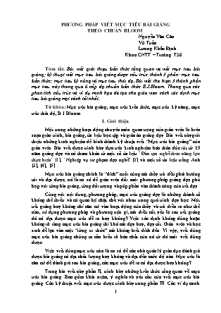 Phương pháp viết mục tiêu bài giảng theo chuẩn Bloom