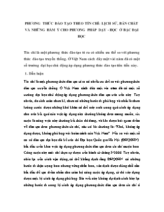 Phương thức đào tạo theo tín chỉ: Lịch sử, bản chất và những hàm ý cho phương pháp dạy - học ở bậc đại học