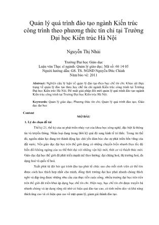 Quản lý quá trình đào tạo ngành Kiến trúc công trình theo phương thức tín chỉ tại Trường Đại học Kiến trúc Hà Nội