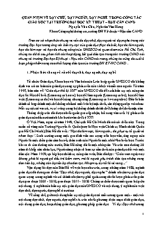 Quan niệm về dạy chữ, dạy người, dạy nghề trong công tác giáo dục tại trường Đại học Kỹ thuật – Hậu cần CAND