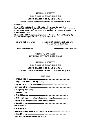 Quy chuẩn kỹ thuật quốc gia về hệ thống điều khiển tự động và từ xa