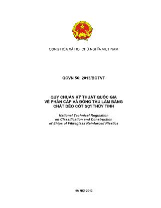 Quy chuẩn kỹ thuật quốc gia về phân cấp và đóng tàu làm bằng chất dẻo cốt sợi thủy tinh