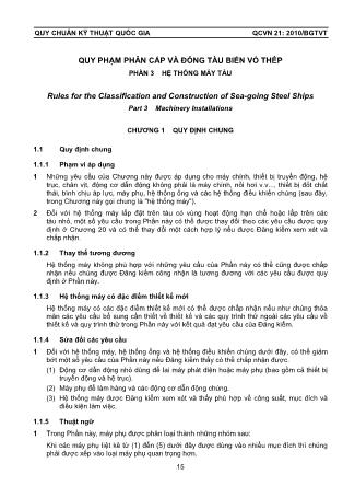 Quy phạm phân cấp và đóng tàu biển vỏ thép - Phần 3: Hệ thống máy tàu