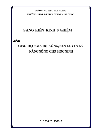 Sáng kiến kinh nghiệm Giáo dục giá trị sống, rèn luyện kỹ năng sống cho học sinh