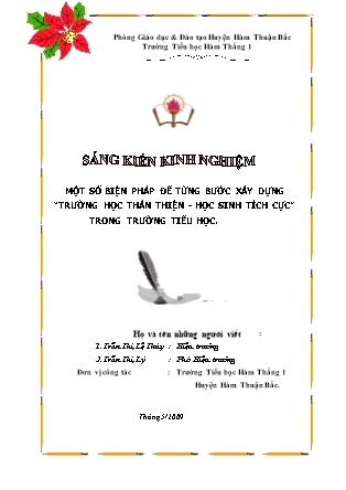 Sáng kiến kinh nghiệm Một số biện pháp để từng bước xây dựng “Trường học thân thiện - Học sinh tích cực” trong trường Tiểu học - Trần Thị Lệ Thúy