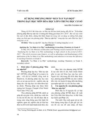 Sử dụng phương pháp “Bàn tay nặn bột” trong dạy học môn Hóa học Lớp 8 trung học cơ sở