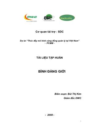 Tài liệu tập huẩn Bình đẳng giới