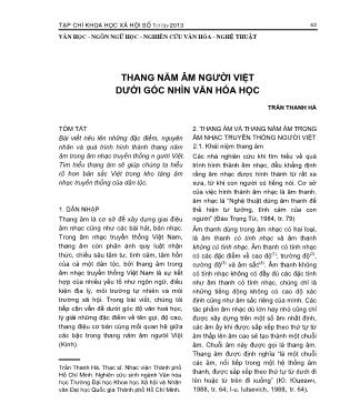 Thang năm âm người Việt dưới góc nhìn văn hóa học