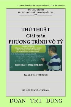 Thủ thuật giải toán - Phương trình vô tỷ