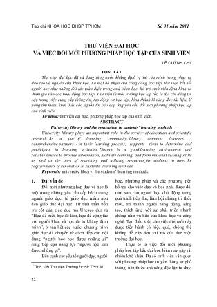 Thư viện đại học và việc đổi mới phương pháp học tập của sinh viên