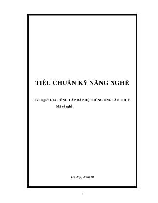 Tiêu chuẩn kỹ năng nghề Gia công, lắp ráp hệ thống ống tàu thuỷ