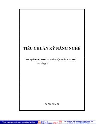 Tiêu chuẩn kỹ năng nghề Gia công, lắp ráp nội thất tàu thuỷ