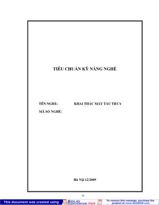 Tiêu chuẩn kỹ năng nghề Khai thác máy tàu thủy