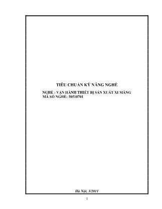 Tiêu chuẩn kỹ năng nghề Vận hành thiết bị sản xuất xi măng