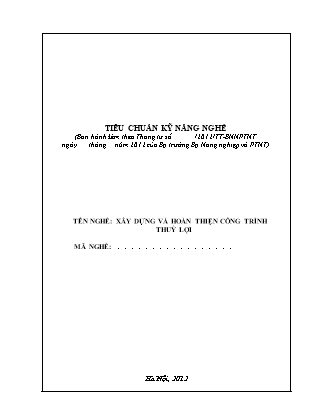 Tiêu chuẩn kỹ năng nghề Xây dựng và hoàn thiện công trình