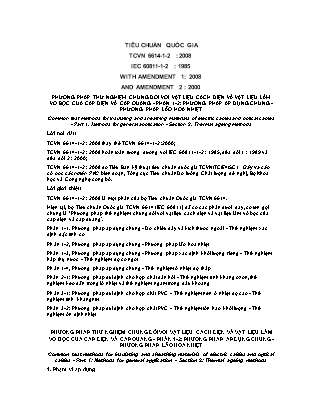 Tiêu chuẩn quốc gia: Phương pháp thử nghiệm chung đối với vật liệu cách điện và vật liệu làm vỏ bọc của cáp điện và cáp quang - Phần 1.2: Phương pháp áp dụng chung - Phương pháp lão hóa nhiệt