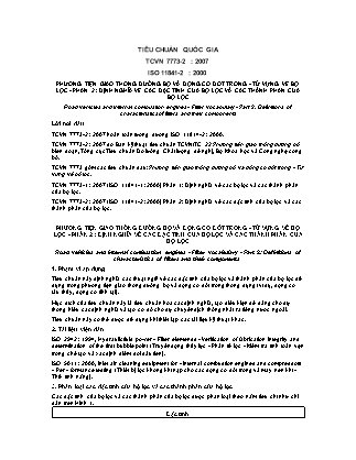 Tiêu chuẩn quốc gia Phương tiện giao thông đường bộ và động cơ đốt trong - Từ vựng về bộ lọc - Phần 2: Định nghĩa về các đặc tính của bộ lọc và các thành phần của bộ lọc