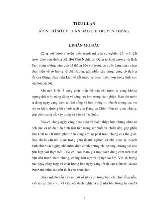 Tiểu luận Cơ sở lý luận báo chí truyền thông