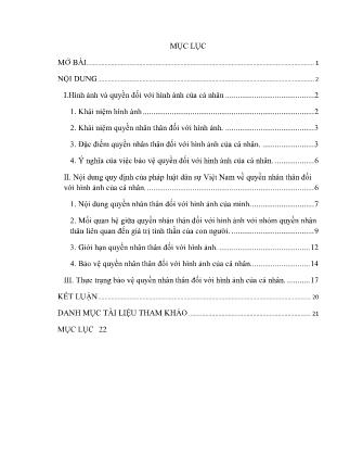 Tiểu luận Hình ảnh và quyền đối với hình ảnh cá nhân