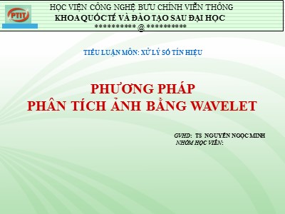 Tiểu luận Phương pháp phân tích ảnh bằng Wavelet