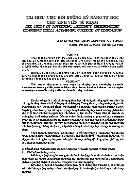 Tìm hiểu việc bồi dưỡng kỹ năng tự học cho sinh viên sư phạm