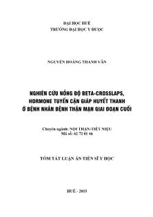 Tóm tắt luận án Nghiên cứu nồng độ Beta-Crosslaps, hormone tuyến cận giáp huyết thanh ở bệnh nhân bệnh thận mạn giai đoạn cuối