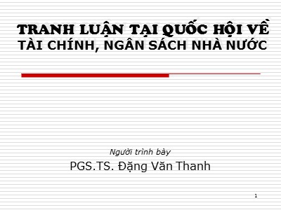 Tranh luận tại quốc hội về Tài chính, ngân sách nhà nước - Đặng Văn Thanh