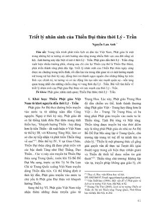Triết lý nhân sinh của Thiền Đại thừa thời Lý - Trần