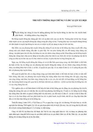 Truyền thông đại chúng và dư luận xã hội