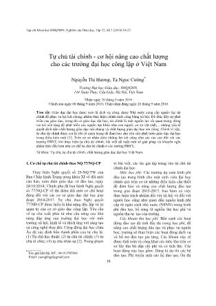 Tự chủ tài chính - Cơ hội nâng cao chất lượng cho các trường đại học công lập ở Việt Nam