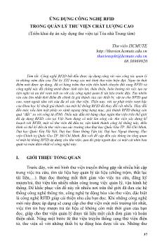 Ứng dụng công nghệ RFID trong quản lý thư viện chất lượng cao