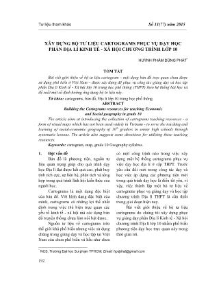 Xây dựng bộ tư liệu Cartograms phục vụ dạy học phần địa lí kinh tế - xã hội chương trình lớp 10