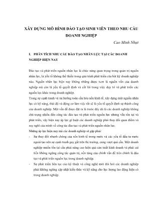 Xây dựng mô hình đào tạo sinh viên theo nhu cầu doanh nghiệp