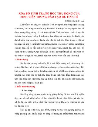 Xóa bỏ tính trạng học thụ động của sinh viên trong đào tạo hệ tín chỉ