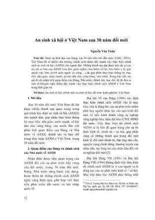 An sinh xã hội ở Việt Nam sau 30 năm đổi mới