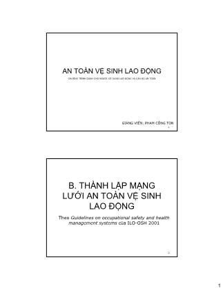 Bài giảng An toàn vệ sinh lao động - Phần B: Thành lập mạng lưới an toàn vệ sinh lao động - Phạm Công Tồn