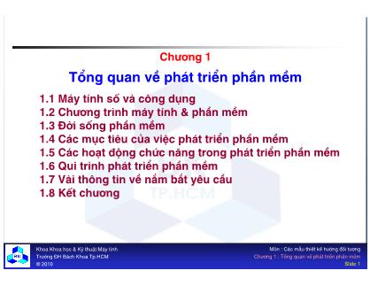 Bài giảng Các mẫu thiết kế hướng đối tượng - Chương 1: Tổng quan về phát triển phần mềm