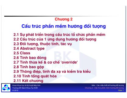 Bài giảng Các mẫu thiết kế hướng đối tượng - Chương 2: Cấu trúc phần mềm hướng đối tượng