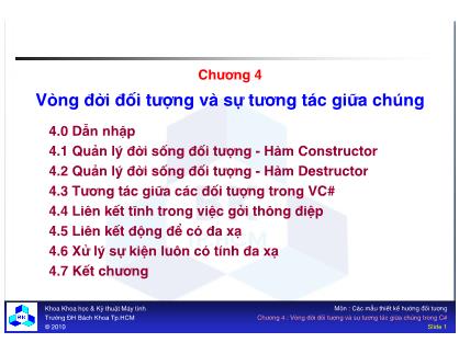 Bài giảng Các mẫu thiết kế hướng đối tượng - Chương 4: Vòng đời đối tượng và sự tương tác giữa chúng